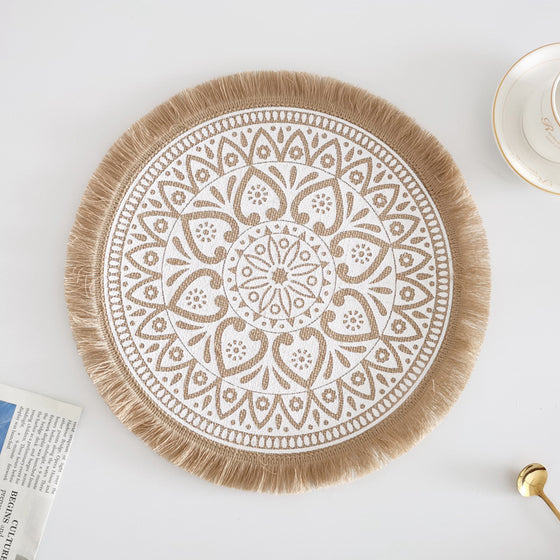 Braided Jute Placemat with Decorative Round Fringe Edge | Available in 10 Styles