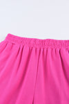 Pink Elastic High Waisted Wide Leg Sweatpants with Pockets