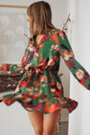 Abstract Print Waist Belted Long Sleeve Dress | Other Colors Available