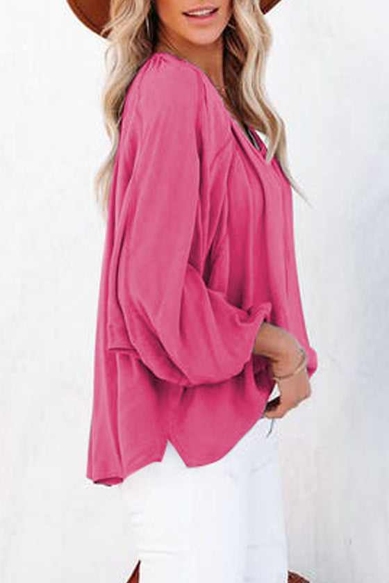 Loose Fit Pink V-Neck Blouse | Available in 2 Variants