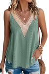 White Lace Crochet Eyelet V Neck Tank Top | Available in 4 Colors