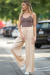 Apricot Loose Drawstring High Waist Crinkled Cargo Pants