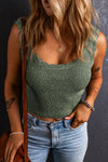 Green Scallop Knit Tank Top