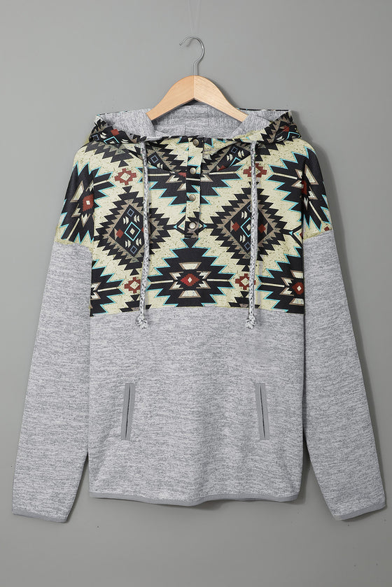 Black Tribal Geometric Print Hoodies with Pocket | Other Colors Available