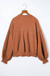 Apricot Raw Edge Pocket Exposed Seam Knitted Sweater