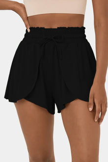  Black Frill High Waist Petal Wrap Swim Shorts | Available in 3 Colors (Pre-Order)