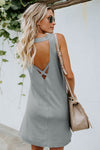 Black Crisscross Cut-out Back Knit Sleeveless Dress | Available in Gray