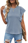 Blue Textured Butterfly Sleeve Shirt | Available in 3 Colors