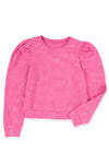 Pink Vintage Washed Puff Sleeve Sweatshirt | Also Available in Green