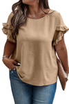 Bright Pink Ruffled Short Sleeve Plus Size Top | Available in 4 Colors