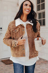 Khaki Corduroy Sherpa Snap Flap Pocket Jacket | Other Colors Available