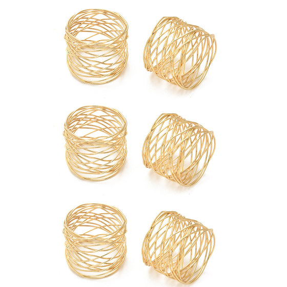 Metal Woven Napkin Ring Set in Gold and Silver Finish