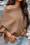 Apricot Raw Edge Pocket Exposed Seam Knitted Sweater