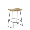 Set Of Two 25" Natural and Black Steel Backless Counter Height Bar Stools
