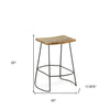 Set Of Two 25" Natural and Black Steel Backless Counter Height Bar Stools