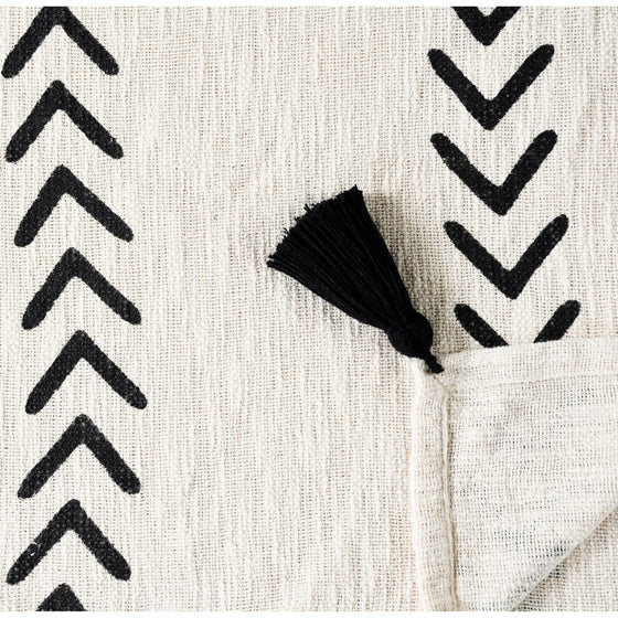 Black And White Woven Cotton Striped Throw Blanket