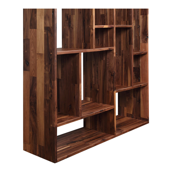 86" Natural Walnut Wood Ten Tier Standard Bookcase