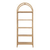 80" Natural Wood Five Tier Arched Top Bookcase