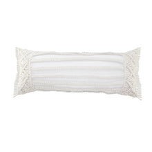  14" x 36" White Macrame Lumbar Pillow