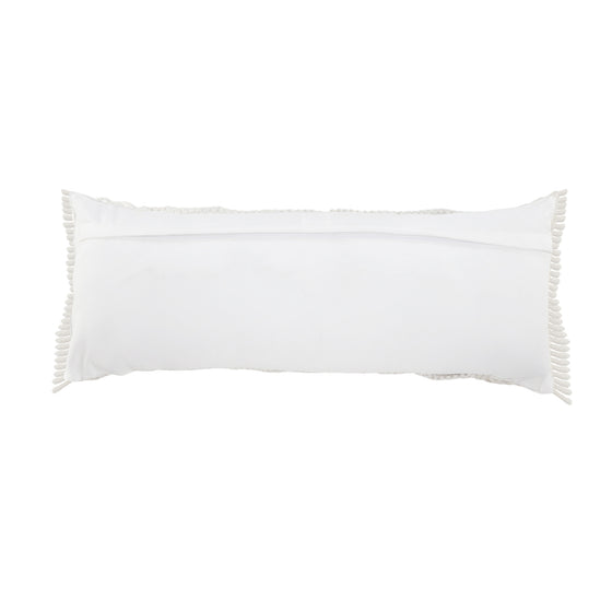 14" x 36" White Macrame Lumbar Pillow