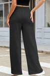 Black Drawstring Smocked Waist Wide Leg Pants