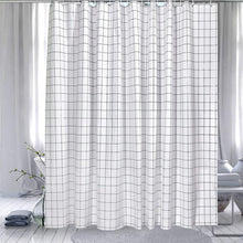  Gray and White Grid Patterned Waterproof Shower Curtain