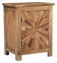  28" Brown Sunburst Geometric Solid Wood Nightstand