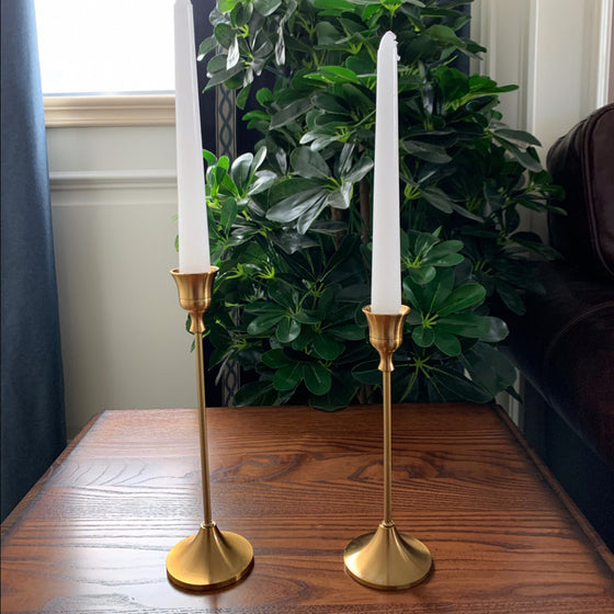 Retro Candlestick Holders Set in Brass Finish