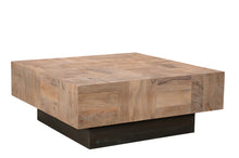  40" Brown and Black Solid Wood Square Coffee Table