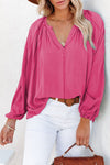 Loose Fit Pink V-Neck Blouse | Available in 2 Variants