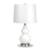  21" White and Silver Glass Table Lamp with White Drum Shade | Available in 2 Colors