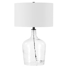  24" Clear Glass Table Lamp with White Drum Shade