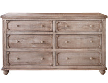  70" Natural Solid Wood Six Drawer Double Dresser