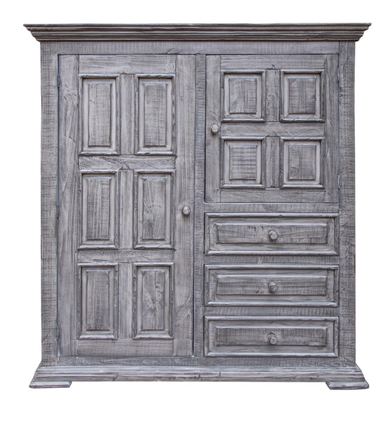 55" Gray Solid Wood Three Drawer Chest