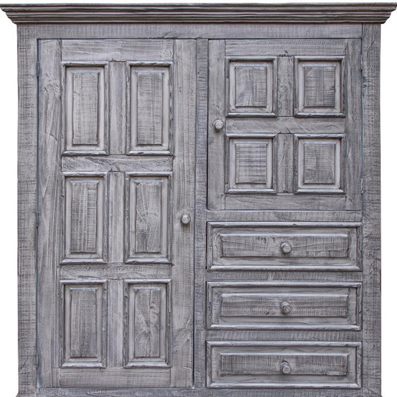 55" Gray Solid Wood Three Drawer Chest