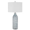 30" Aqua and Gray Glass Table Lamp with White Drum Shade