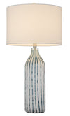 30" Aqua and Gray Glass Table Lamp with White Drum Shade