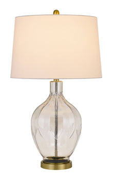  30" Clear Table Lamp with Off White Drum Shade