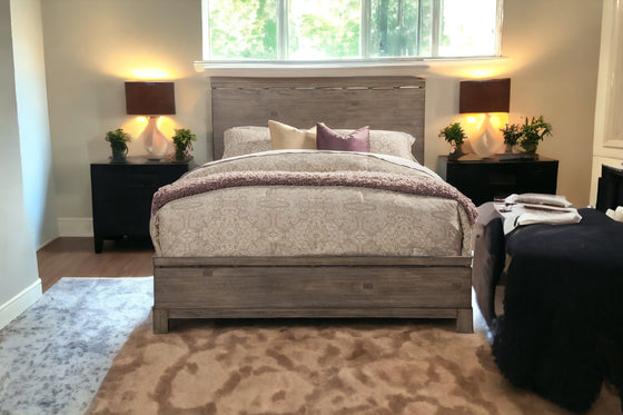 Gray Solid and Manufactured Wood King Bed | Available in Queen