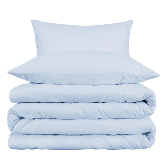 Light Blue Queen Cotton Blend 1000 Thread Duvet Cover Set