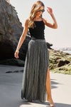 White Striped Printed Slit Wide Leg High Waist Pants | Available in 2 Colors