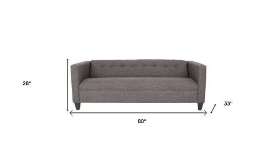 80" Charcoal Polyester and Dark Brown Sofa