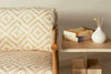 28" Beige and Natural Cotton Geometric Armchair