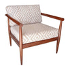 28" Beige and Natural Cotton Geometric Armchair