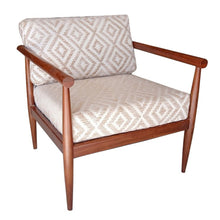  28" Beige and Natural Cotton Geometric Armchair