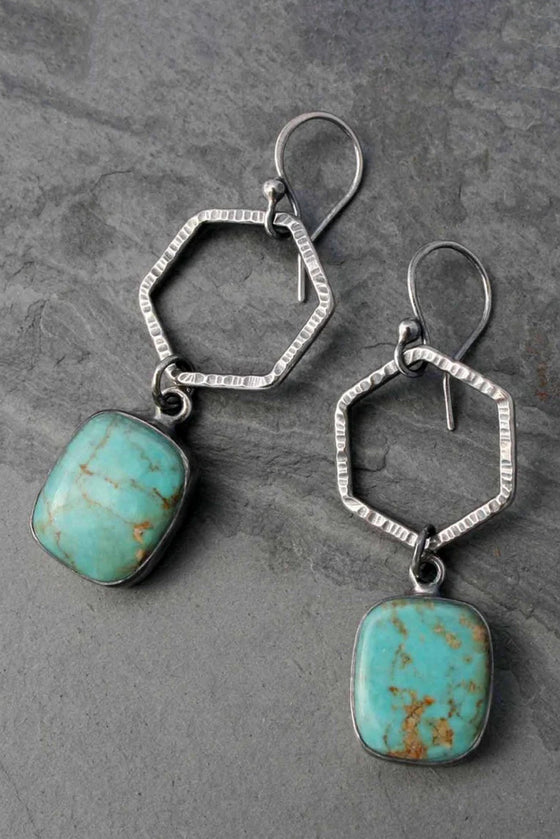 Green Vintage Style Turquoise Geometric Drop Earrings