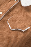 Brown Casual Sherpa Lining Corduroy Jacket