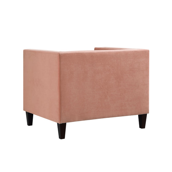 34" Blush and Black Velvet Tufted Club Chair