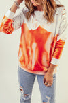 Orange and White Pullover Tie Dye Sweatshirt for Women