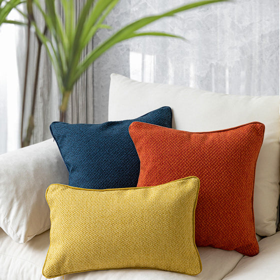 Modern Solid Colored Pillow with Piping Boarder and Feather Insert